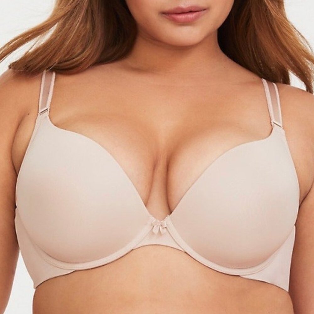 Torrid 360 Back Smoothing Push Up Plunge Bra Underwire Nude Beige Size 44C NEW